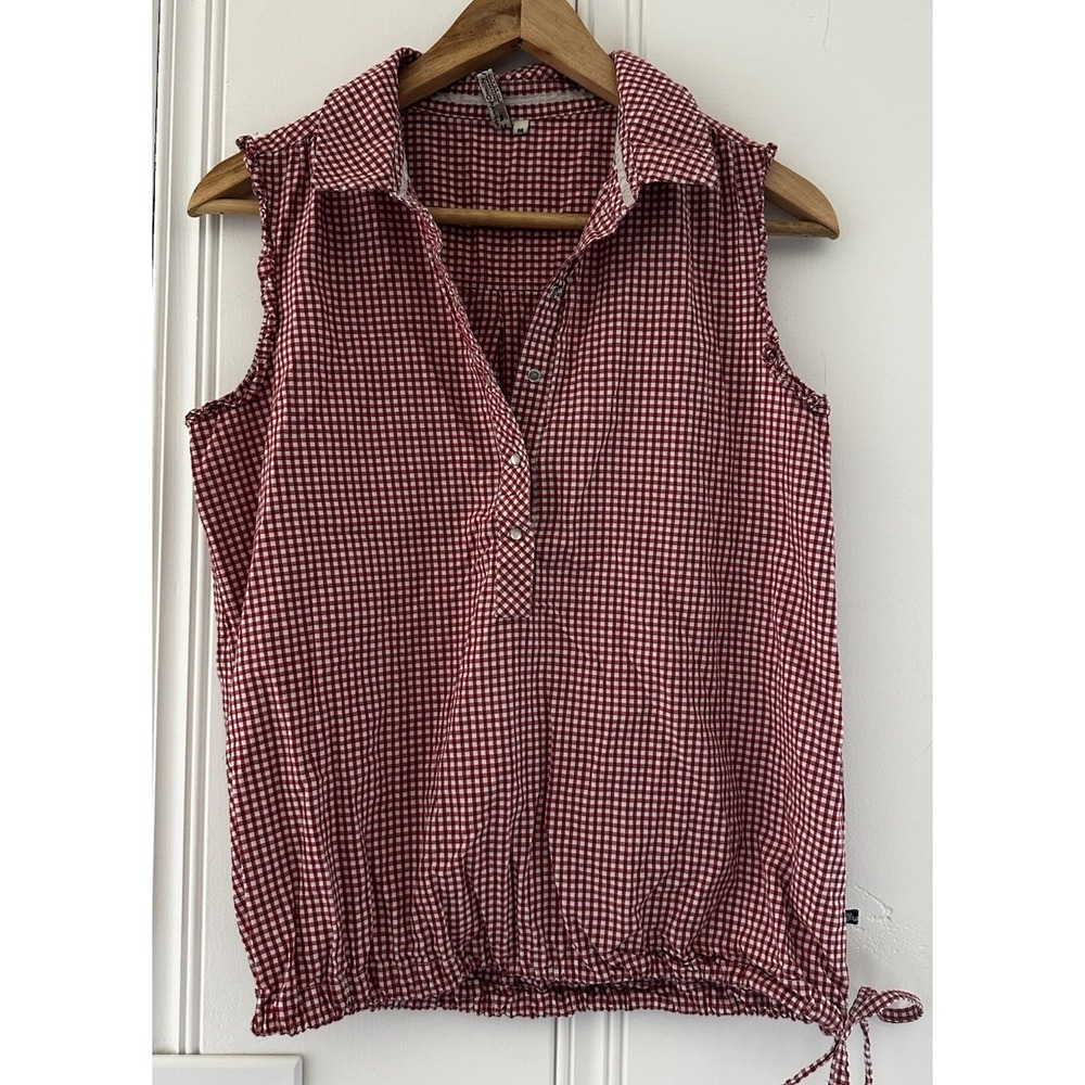 Sundance Red Gingham Sleeveless Top Medium Western Cottage Picnic